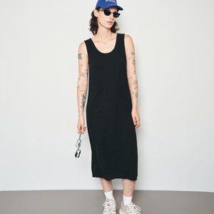 BNWT Fashion Brand Company Black Linen Shift Midi Dress